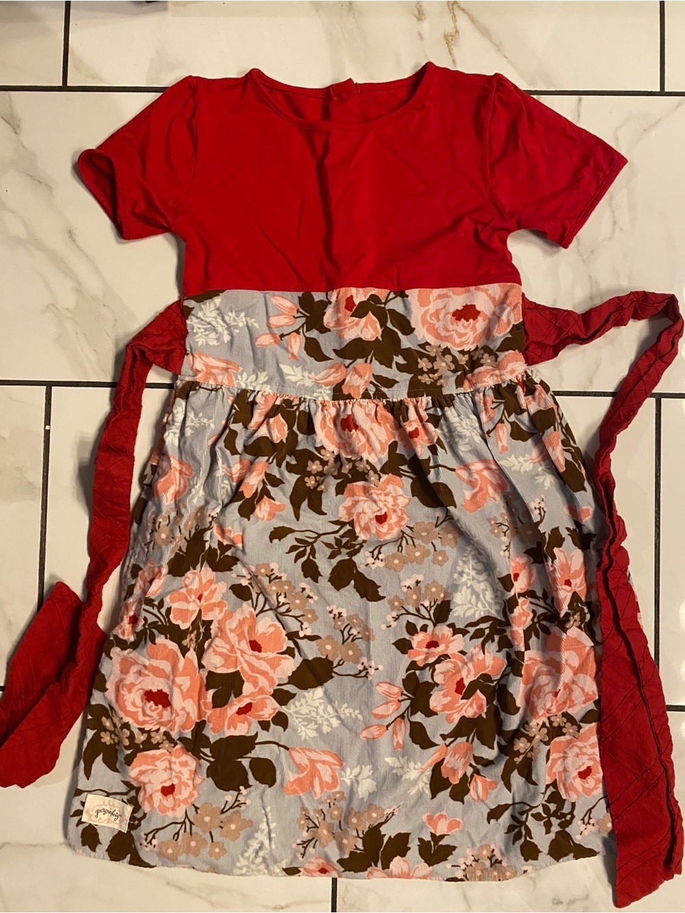 Persnickety Red Top with Floral Blue and Pink Skirt Dress size 10